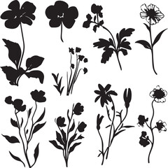 Set flowers. Hand drawn vector illustration