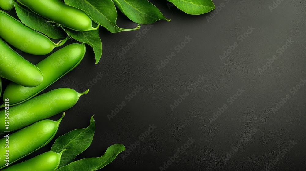 Poster bunch of green cucumbers are on a black background. the cucumbers are arranged in a way that they lo