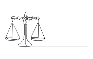 Continuous one line drawing Scales Justice