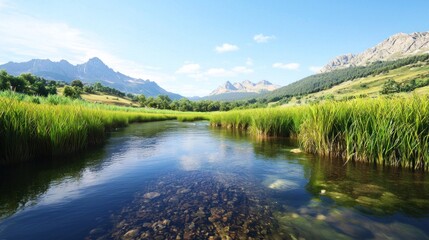 Fototapeta premium Serene mountain river landscape