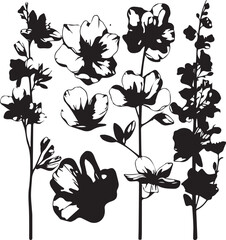 Set flowers. Hand drawn vector illustration
