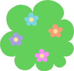 Cute Bush flat With Flower illustration