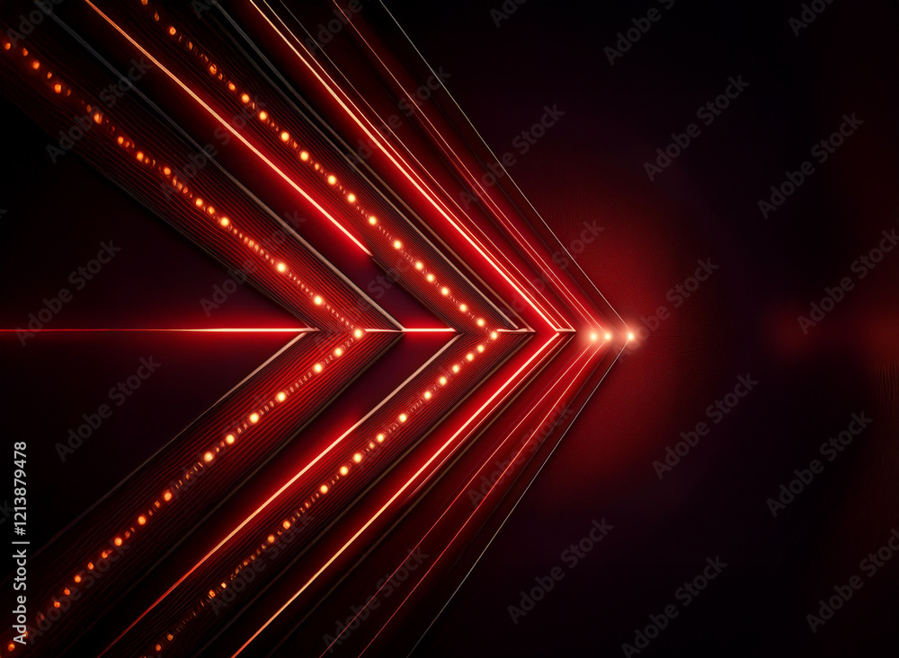 Poster abstract image of red glowing lines forming converging arrows in a dark background. the lines create