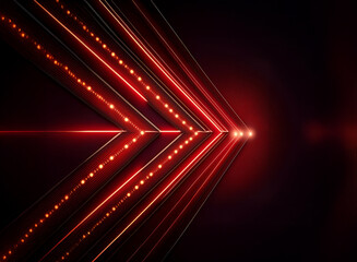 Abstract image of red glowing lines forming converging arrows in a dark background.  The lines create a sense of depth and movement, like a futuristic tunnel or pathway.