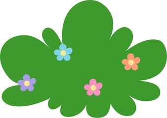 Cute Bush With Flower Illustration