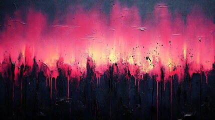 Abstract Pink And Black Impasto Painting