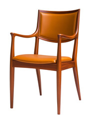 Stylish wooden chair with leather upholstery.