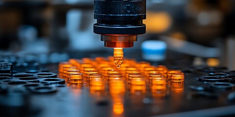 Automated vial filling machine in action.