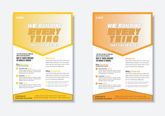 Corporate Business Flyer, Construction Flyer Template Design Business A4 Poster Design, Company A4 Flyer, Minimalist Print Brochure fresh and clean
