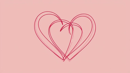 Abstract illustration of two intertwined hearts in red and pink lines, symbolizing love and connection