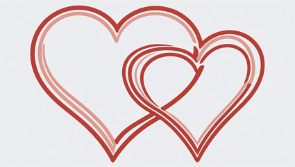 Abstract illustration of two intertwined hearts in red and pink lines, symbolizing love and connection