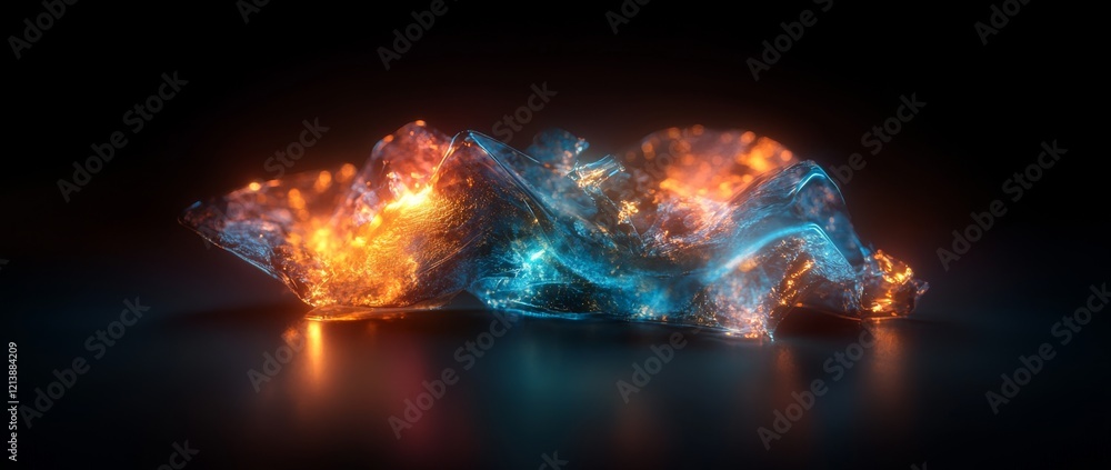 Poster sparkling golden particles create a mesmerizing background filled with shimmering lights at night..