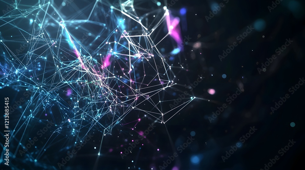 Poster abstract network lines and glowing points illuminate the dark