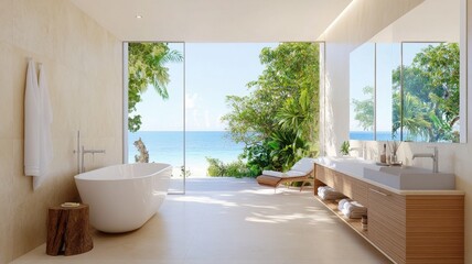 Fototapeta premium Wide Angle View of Luxurious Summer Bliss Under a Bright Sunny Sky