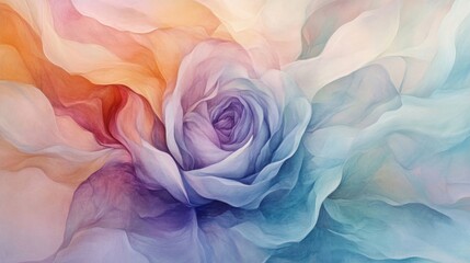 Fototapeta premium A dreamy, abstract interpretation of a rose with soft pastel colors blending into one another, creating a serene and romantic visual atmosphere 
