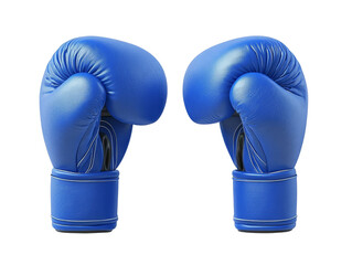 Pair of blue boxing gloves isolated on white.