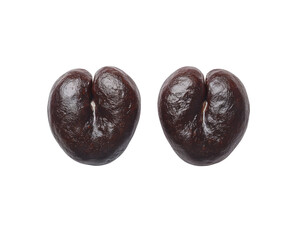 Obraz premium Close-up of coffee beans on a white background.