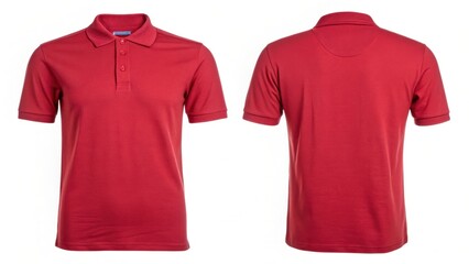 A vibrant red polo shirt displayed from the front and back, showcasing its classic design and style.