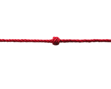 A red rope neatly tied with a secure knot.