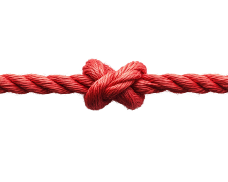 A close-up of a red rope knot.