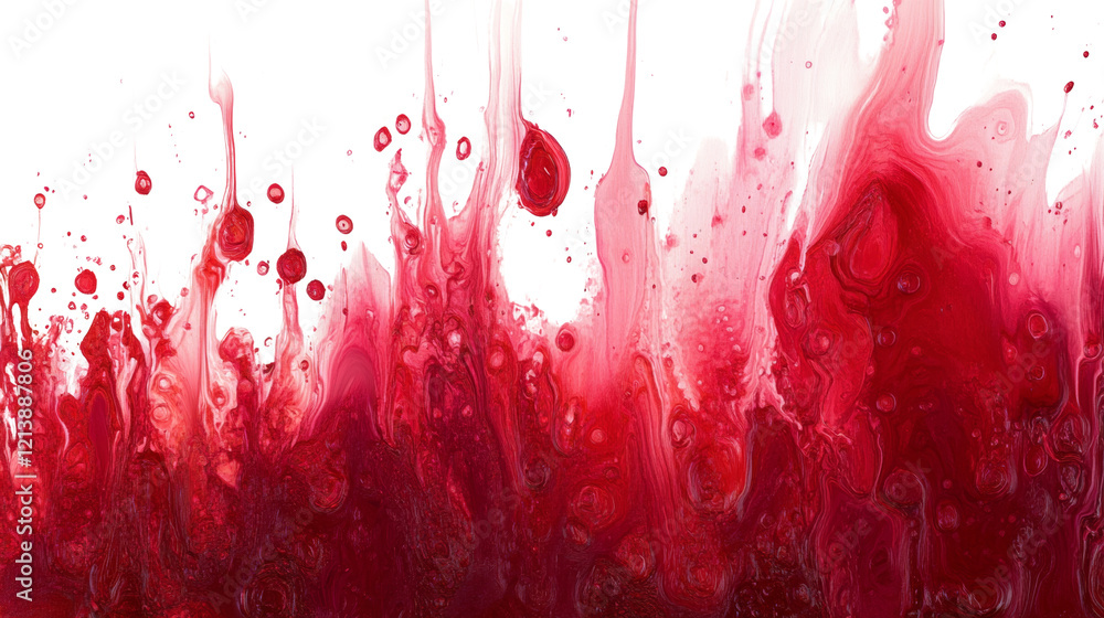 Aufkleber An abstract painting featuring dynamic splashes of red and white paint creating a vibrant and energetic visual effect.
