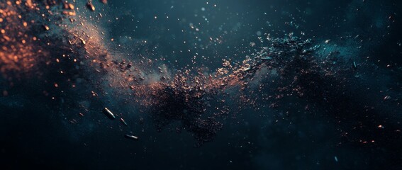 Futuristic molecular structure with abstract background in blue and purple shades for science concept design and text space