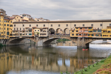 Ponte Vecchio Bridge and Arno River, Florence, Italy.