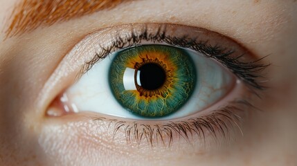 Eye of Emerald: A captivating macro shot showcases a vibrant eye, a mesmerizing kaleidoscope of colors, offering a unique perspective and detailed exploration of human anatomy.
