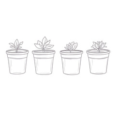 Fototapeta premium Vector of Colorful Empty Flower Pots – 2D Flat Minimalist Plant Containers for Gardening and Home Decor