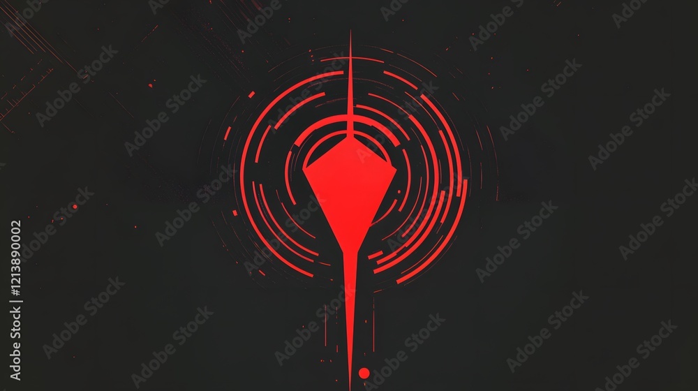 Poster abstract red design with circular patterns