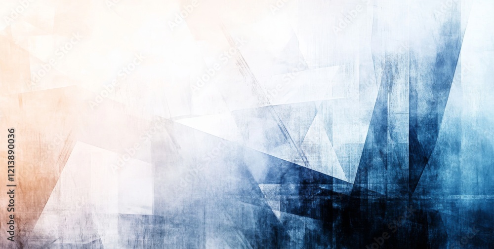 Poster mosaic pattern of dark blue and white tiles creating an abstract design in a modern setting..