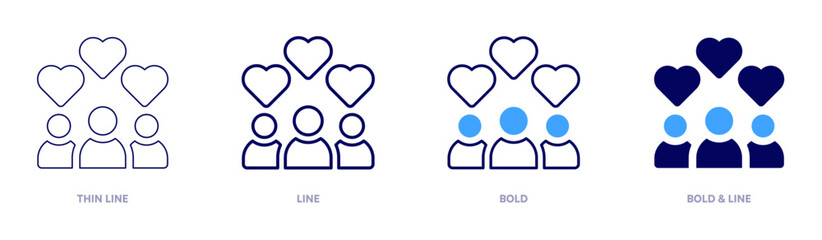 Fans icon in 4 different styles. Thin Line, Line, Bold, and Bold Line. Duotone style. Editable stroke