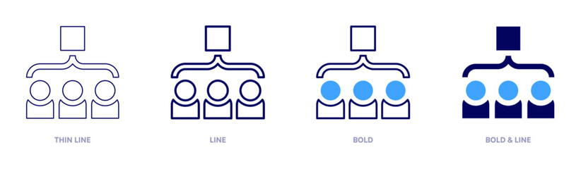 Team goals icon in 4 different styles. Thin Line, Line, Bold, and Bold Line. Duotone style. Editable stroke