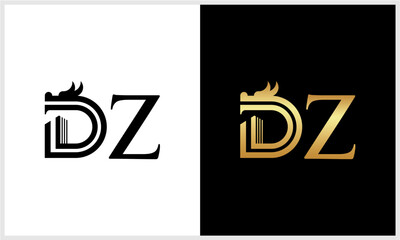 inittial letter D dragon logo...