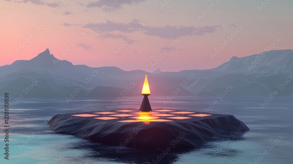 Aufkleber a small island with a glowing object on it