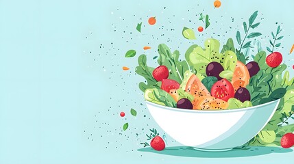 Vibrant Vegetable Bowl with Diverse Healthy Greens Tomatoes and Bell Peppers   Balanced Vegan or Vegetarian Meal Idea