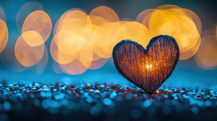 Fototapeta premium Mini heart element with bokeh light background for romantic design