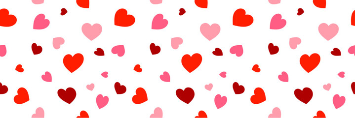 Heart pattern seamless valentines day background. Love heart red and pink pattern illustration.