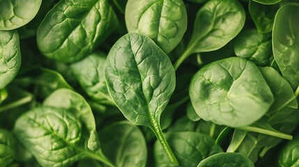 Obraz premium Fresh spinach leaves growing in rows in a healthy organic farm 