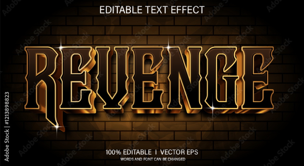 Poster revenge 3d vector text effect with modern style design
