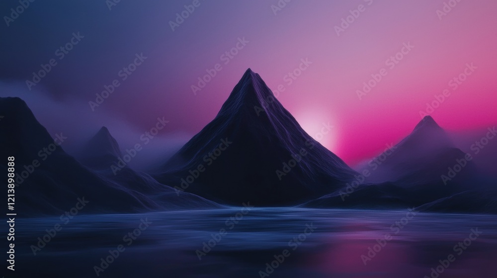 Wall mural a mountain range with a large mountain in the middle