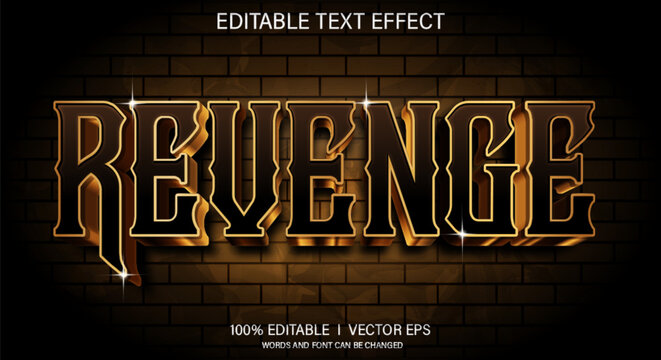 revenge 3d vector text effect with modern style design
