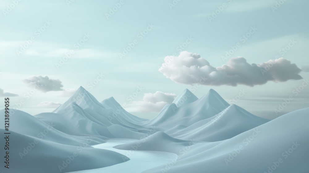 Poster a mountain range with a river running through it