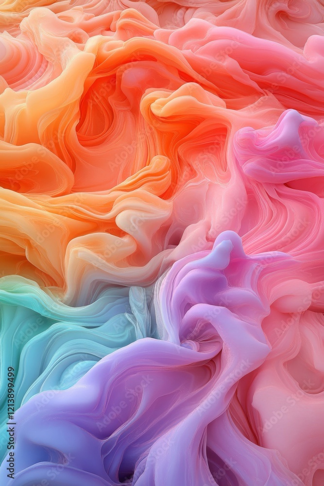 Poster abstract colorful waves of flowing fabric generate a vibrant visual impact
