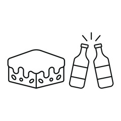 Wine bottle drink and brownies food icons with a sophisticated and indulgent design