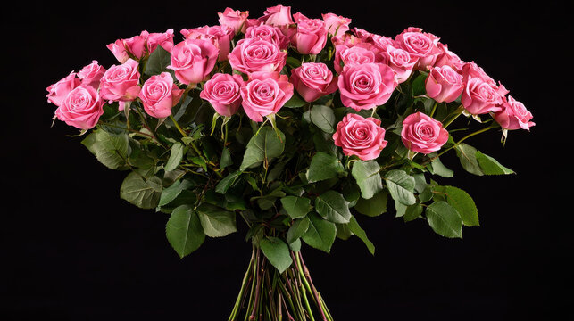 Stunning pink roses bouquet in high-definition 8K stock image