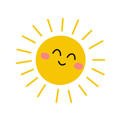 A Cheerful and Colorful Cartoon Sun Featuring a Smiling Face Full of Joy and Life