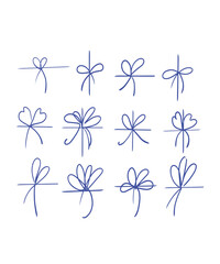 vector abstraction bows on a white background. beautiful abstract set bows in a flat illustration