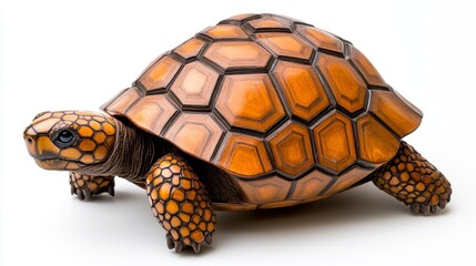 Obraz premium Detailed Close-up of a Tortoise on White Background, Showcasing its Unique Shell Pattern and Texture