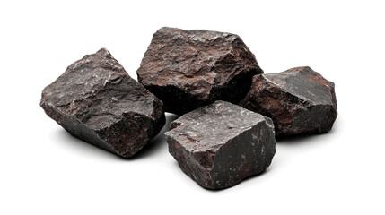 Obraz premium Close-up view of dark, rough-textured stones, showcasing their natural, geological formations and rugged surfaces.